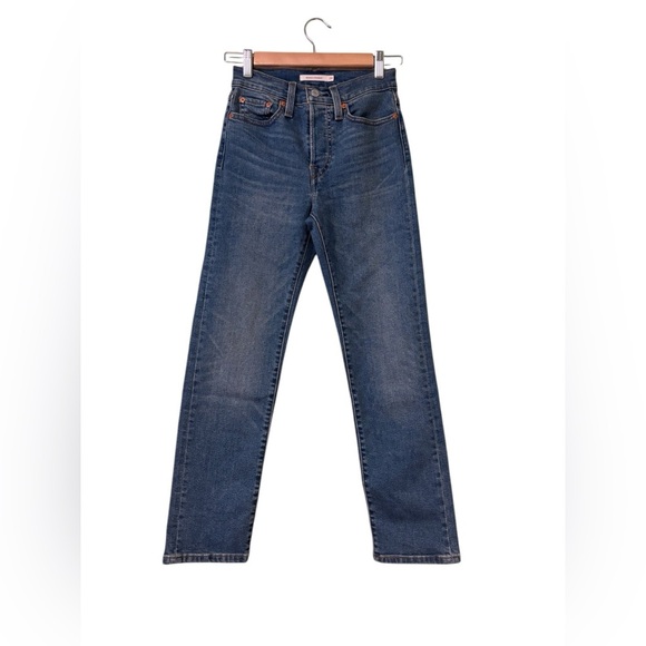 Levi's Wedgie Straight Ankle Jeans Size 24 High Rise Medium Wash Blue - Picture 1 of 7